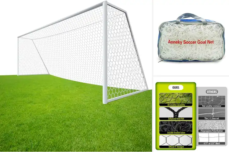 Detailed view of Best 8ft Height 24ft Width Soccer Nets