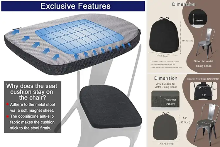 Detailed view of Best Metal Chair Cushions: Magnetic Grip, Non-Slip Comfort